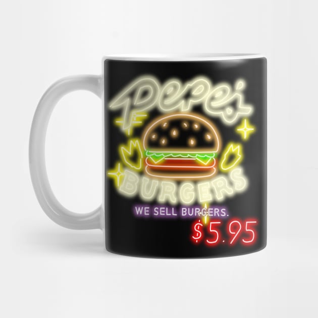 Neon Pepe's Burgers Logo from Steven Universe by gkillerb